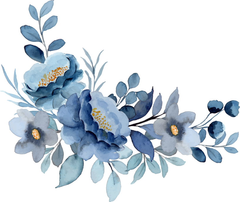 Blue watercolor flower arrangement